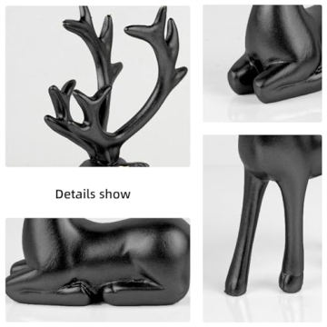 Black Resin Deer Statues for Stylish Holiday Decor