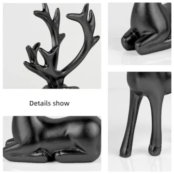 Black Resin Deer Statues for Stylish Holiday Decor