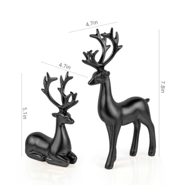 Black Resin Deer Statues for Stylish Holiday Decor