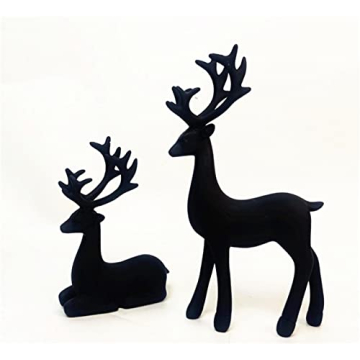 Black Resin Deer Statues for Stylish Holiday Decor