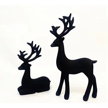 Black Resin Deer Statues for Stylish Holiday Decor
