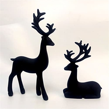 Black Resin Deer Statues for Stylish Holiday Decor