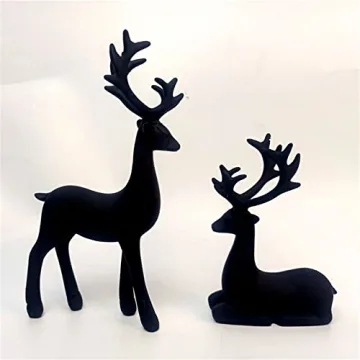 Black Resin Deer Statues for Stylish Holiday Decor