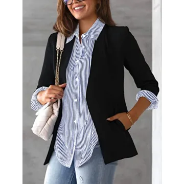 AISEW Women's Classic Striped Button-Up Shirts for Office