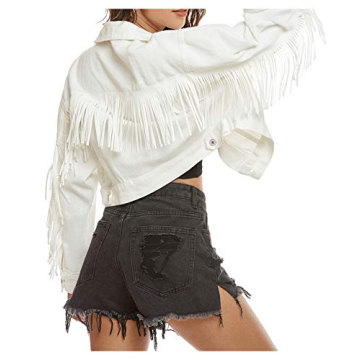 SCOFEEL Women’s Fringe Denim Jacket - Stylish Crop & Oversized Fit