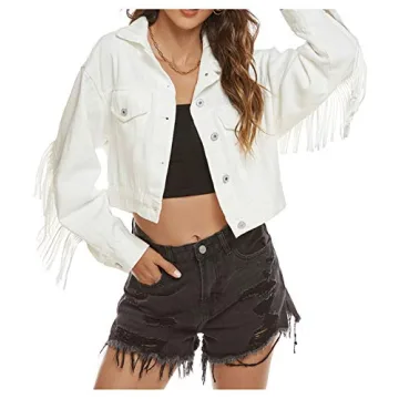 SCOFEEL Women’s Fringe Denim Jacket Stylish Oversized Fit
