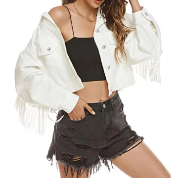 SCOFEEL Women’s Fringe Denim Jacket Stylish Oversized Fit
