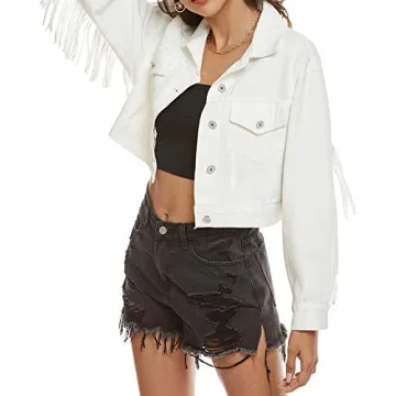 SCOFEEL Women’s Fringe Denim Jacket Stylish Oversized Fit