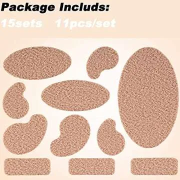 165 Pieces Moleskin for feet blisters Moleskin Tape Anti-wear Heels Stickers Blister Prevention Pads for Shoes Hiking 11 Shapes 15sets