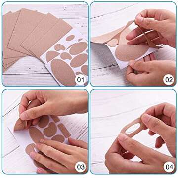 165 Pieces Moleskin for feet blisters Moleskin Tape Anti-wear Heels Stickers Blister Prevention Pads for Shoes Hiking 11 Shapes 15sets