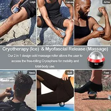iECO Cryosphere Cold Massage Roller Ball - Massage Ball for Cold & Heat Relief, Myofascial Release, Trigger Point Therapy, Muscle Knots - Deep Tissue Ice Massager