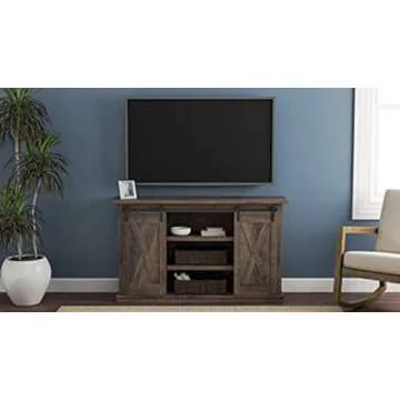 Signature Design by Ashley Arlenbry Farmhouse TV Stand, Fits TVs up to 52" with Sliding Barn Doors, ...