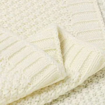 mimixiong Baby Blanket Knit Toddler Blankets for Boys and Girls Ivory 40x30 Inch