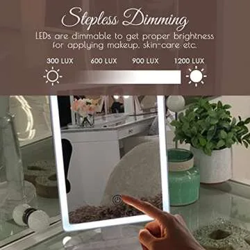 Impressions Vanity Touch Ultra LED Lighted Makeup Mirror,X Large Vanity Mirror with Touch Sensor Dimmer Switch,360 Rotation Tabletop Cosmetic Mirror with Double Power Supply (White Marble)