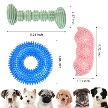 ENZZROA Dog Chew Toys for Puppy Teething, 3Pack 2-8 Months Puppies Teething Toys Soft & Durable Puppy Toys for Cleaning Teeth and Protects Oral Health Both Small Dogs & Medium Dog Suitable (3 Pack)