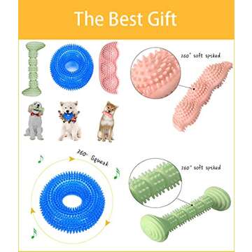 ENZZROA Dog Chew Toys for Puppy Teething, 3Pack 2-8 Months Puppies Teething Toys Soft & Durable Puppy Toys for Cleaning Teeth and Protects Oral Health Both Small Dogs & Medium Dog Suitable (3 Pack)