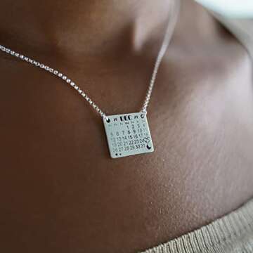 Special Date - Personalized Sterling Silver Calendar Charm Necklace Customize with the Special Date of your life. Includes Sterling Silver Cable Chain. Unique Gifts for Her, Wife, Girlfriend