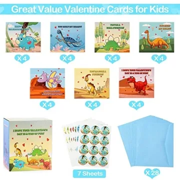 Dinosaur Valentines Cards for Kids with Punch-Out Puzzles