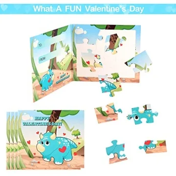 Dinosaur Valentines Cards for Kids with Punch-Out Puzzles