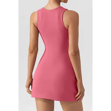 QINSEN Womens Soft Stretchy Mini Dress Square Neck Sleeveless Tank Top Outfit Azalea S