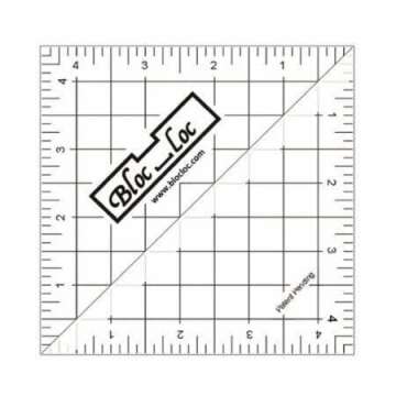 Bloc Loc Brand Half Square Acrylic Triangle Ruler, 4.5x4.5 Inches - Quilting Ruler for Sewing and Cr...