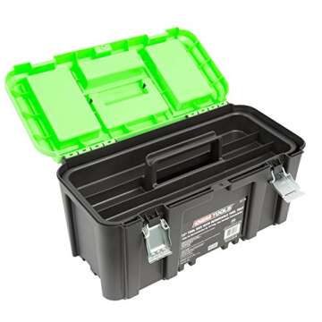 OEMTOOLS 22179 19 Inch Tool Box Set with Removable Tool Tray, Black and Green, 19 Inch Intermediate Tool Box Organizational System for Any Garage