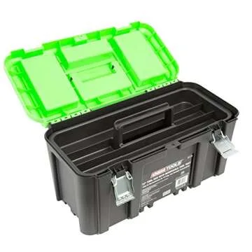 OEMTOOLS 22179 19 Inch Tool Box Set with Removable Tool Tray, Black and Green, 19 Inch Intermediate Tool Box Organizational System for Any Garage