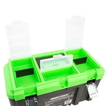 OEMTOOLS 22179 19 Inch Tool Box Set with Removable Tool Tray, Black and Green, 19 Inch Intermediate Tool Box Organizational System for Any Garage