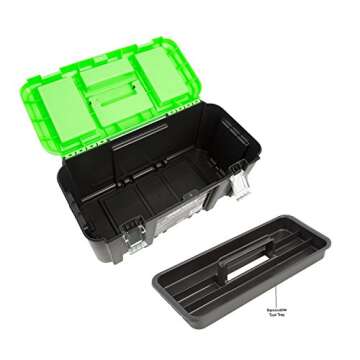 OEMTOOLS 22179 19 Inch Tool Box Set with Removable Tool Tray, Black and Green, 19 Inch Intermediate Tool Box Organizational System for Any Garage