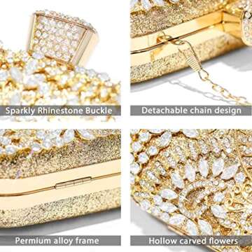 Yokawe Crystal Clutch Bag for Weddings and Parties