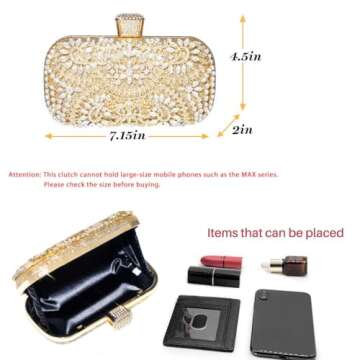 Yokawe Crystal Clutch Bag for Weddings and Parties