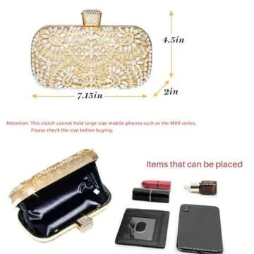 Yokawe Crystal Clutch Bag for Weddings and Parties