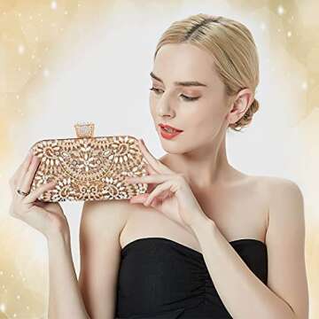 Yokawe Crystal Clutch Bag for Weddings and Parties
