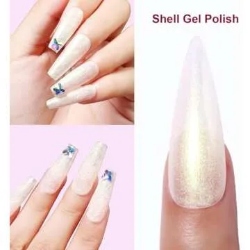 AIMEILI Hema Free Pearl Gel Nail Polish, Shimmer Mermaid Nail Gel Soak Off U V Gel Polish - (168) 10ml