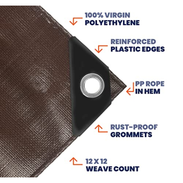 Tarpco Heavy Duty Tarp Cover - Waterproof, UV Resistant, Durable