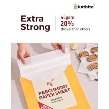 Katbite 200PCS 12x16 In Heavy Duty Flat Parchment Paper, Parchment Paper Sheets for Baking Cookies, Cooking, Frying, Air Fryer, Grilling Rack, Oven(12x16 Inch)
