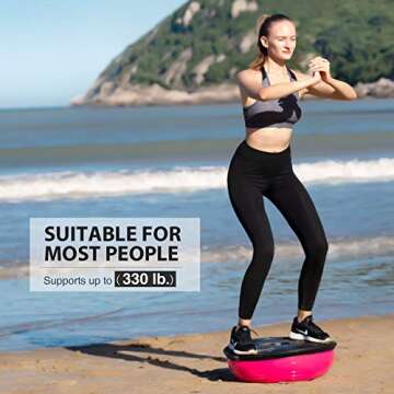 ZELUS Balance Ball Trainer with Resistance Bands and Foot Pump, Inflatable Yoga Ball for Home Gym Wo...