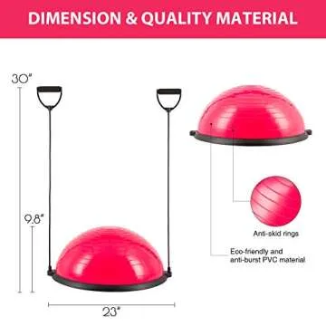 ZELUS Balance Ball Trainer with Resistance Bands and Foot Pump, Inflatable Yoga Ball for Home Gym Workouts, 23 Inch Exercise Half Ball for Balance Training Core Strength Fitness More, 330lb Cap