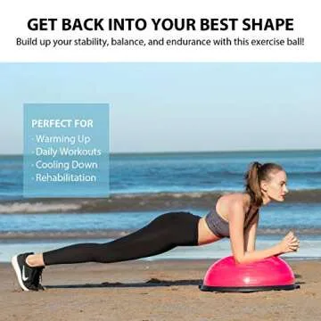 ZELUS Balance Ball Trainer with Resistance Bands and Foot Pump, Inflatable Yoga Ball for Home Gym Workouts, 23 Inch Exercise Half Ball for Balance Training Core Strength Fitness More, 330lb Cap