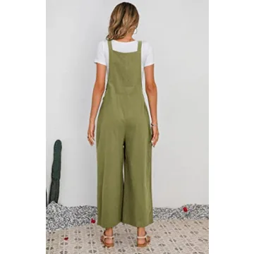 Chouyatou Summer Wide Leg Linen Overalls for Women