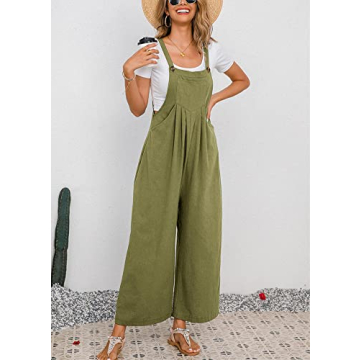 Chouyatou Summer Wide Leg Linen Overalls for Women