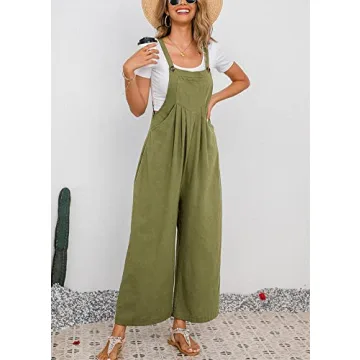 Chouyatou Summer Wide Leg Linen Overalls for Women