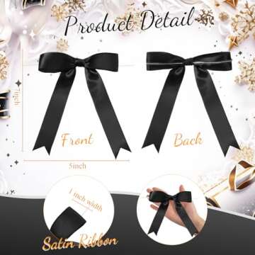Riceshoot 50 Pcs Twist Tie Bows 5x7 Inch Large Satin Ribbon Bow for Gift Wrapping Champagne Bottle C...