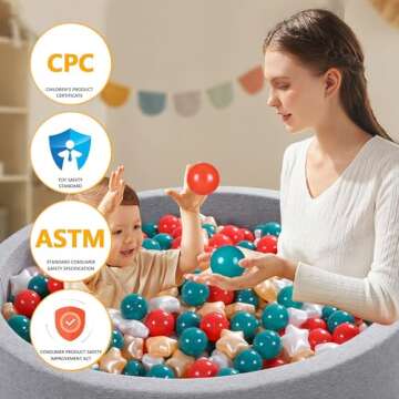 Heopeis Ball Pit Balls Pack of 100 - Star and Round Set BPA Free Phthalate Free Non-Toxic Crush Proof Play Balls Soft Plastic Balls for Toddlers Baby Kids Birthday Pool Tent Party