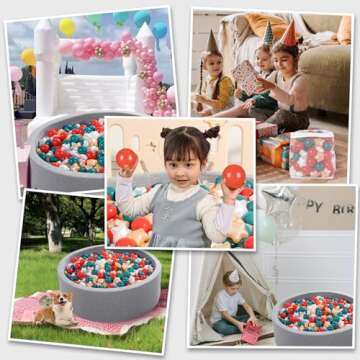 Heopeis Ball Pit Balls Pack of 100 - Star and Round Set BPA Free Phthalate Free Non-Toxic Crush Proof Play Balls Soft Plastic Balls for Toddlers Baby Kids Birthday Pool Tent Party