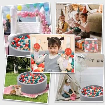 Heopeis Ball Pit Balls Pack of 100 - Star and Round Set BPA Free Phthalate Free Non-Toxic Crush Proof Play Balls Soft Plastic Balls for Toddlers Baby Kids Birthday Pool Tent Party