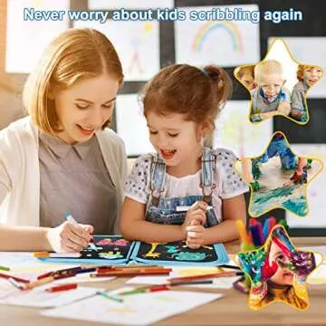 Qrytoi Erasable Book Doodle Set for Kids,Magic Drawing Book for Kids,Reusable Drawing Book 12 Watercolor Pens 14 Page Drawing,Road Trip Car Game Writing Painting Set for Boys and Girls