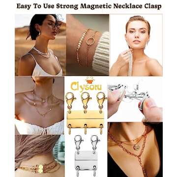 Clysoru Necklace Layering Clasps and Closures for Women Gold and Silver Multiple for Layered Separator Beads Chain Extender Necklaces Bracelet Safety Jewelry Clasp (1 pcs Gold Yellow)