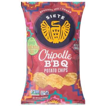 Siete Family Foods Chipotle BBQ Potato Chips, 5.5 oz Bag