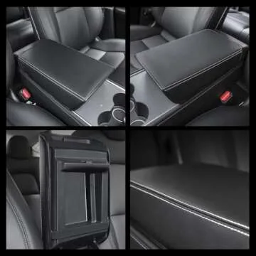 LANFAT PU Leather Armrest Cover for Tesla Model 3/Y